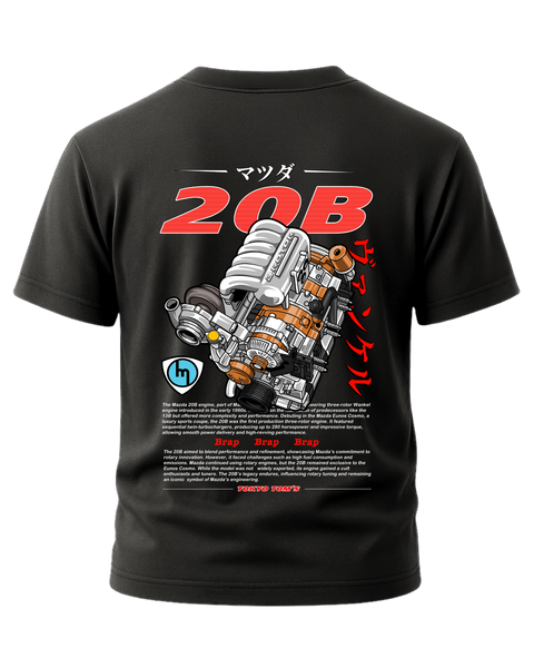 20B Mazda Rotary Ver2 T-Shirt Orange
