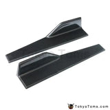 2pcs 45cm Universal Black Carbon fiber Side Skirt Rocker Splitters Winglet Wings Canard Diffuser