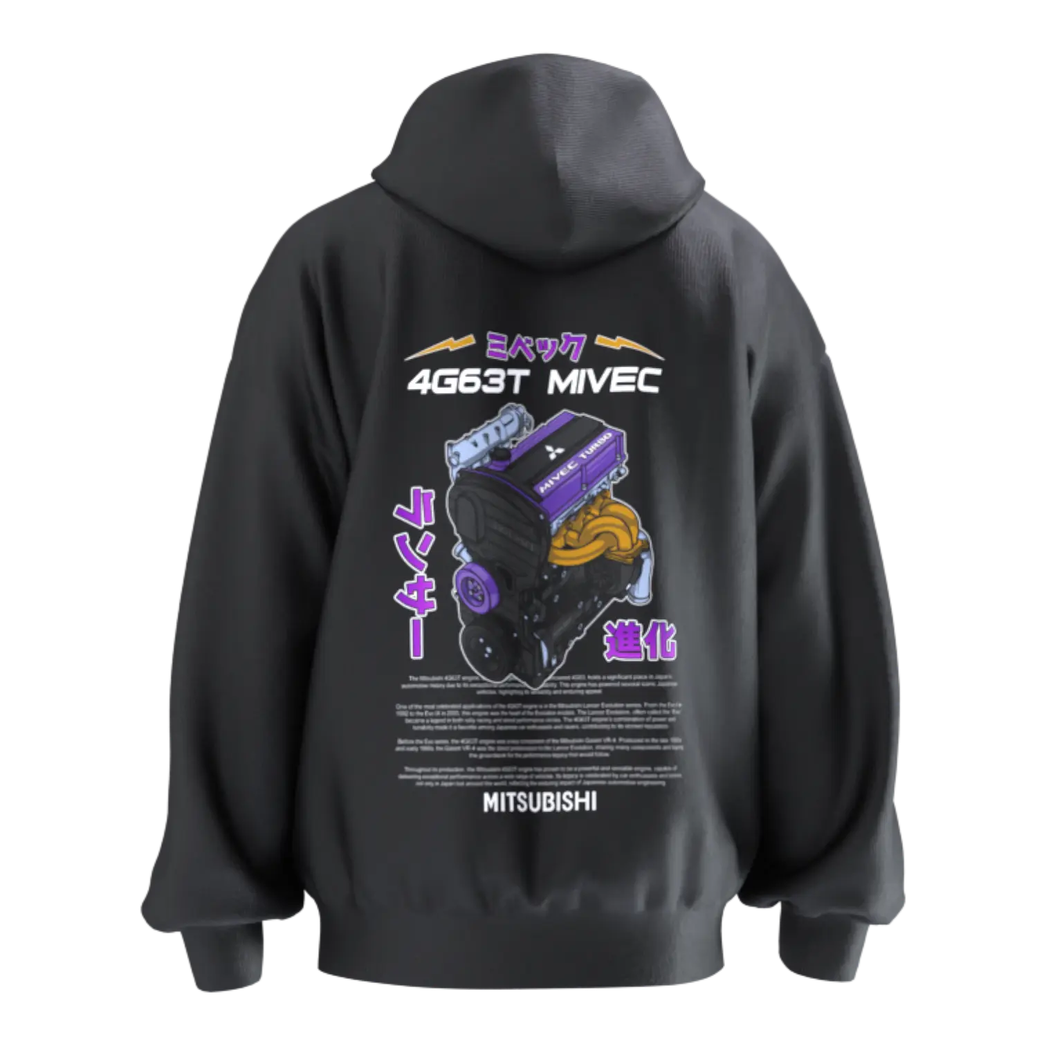 4G63T Mivec Hoodie - Unisex - Car Enthusiast - Drifting Drag JDM -