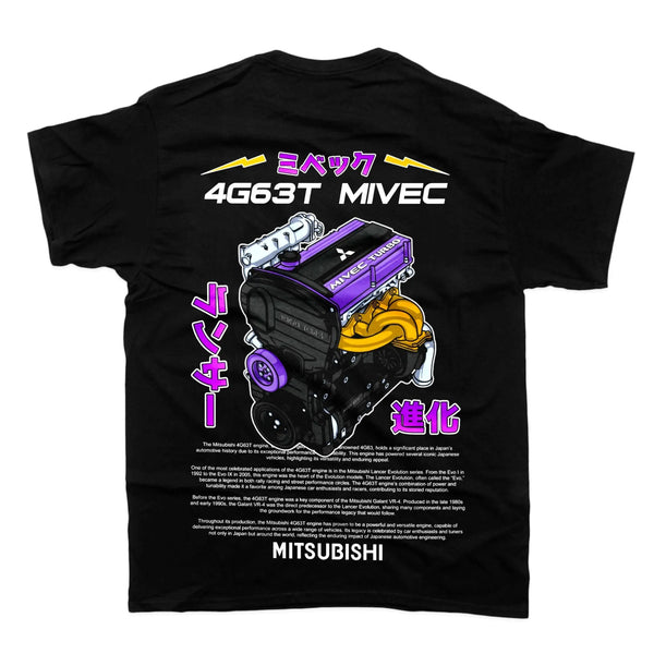 シュウ コレクターズアイテム PC Engine Tシャツ M 未開封 4G63T Mivec T-Shirt - Engine Motor 4 cylinder - Unisex - Car