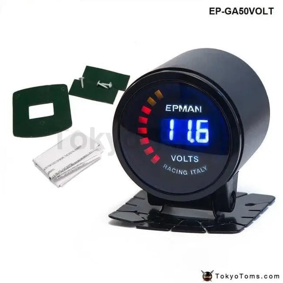 52mm Smoked Digital Color Analog Digital Voltage Volt Meter Gauge - Tokyo Tom's