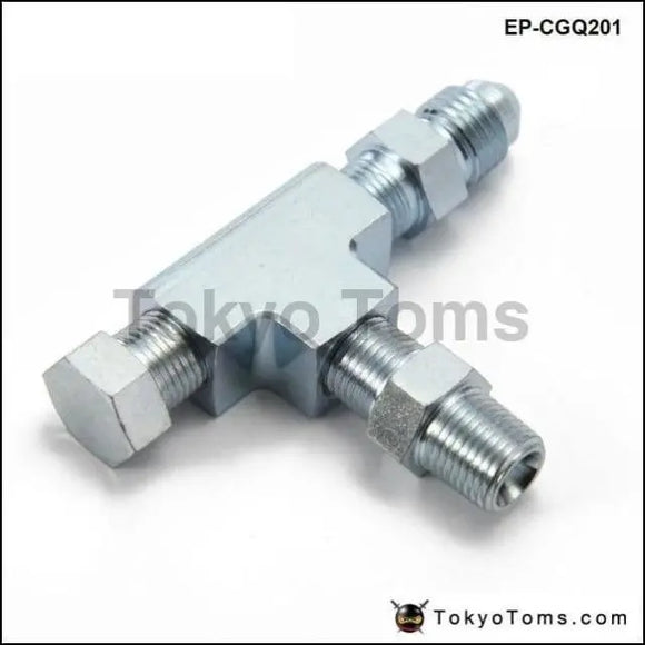 1/8Npt To 4An Turbo Adapter Tee Fitting W/ Block Oil Feed Pressure Sensor