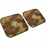 Custom Japanese Waves Floor Mats Gold