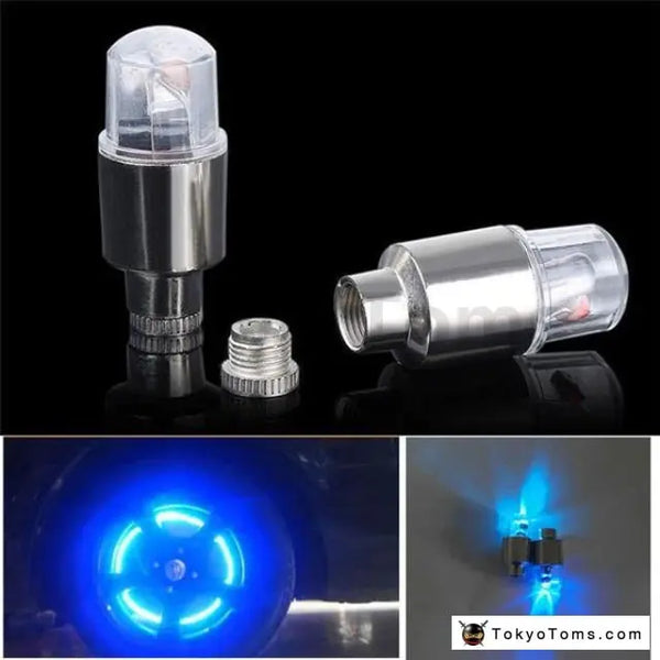 thumbnail image 2 of 4 Pack Blue LED Wheel Valve Stem Lights - Universal Aluminum Caps For Car 2 of 6