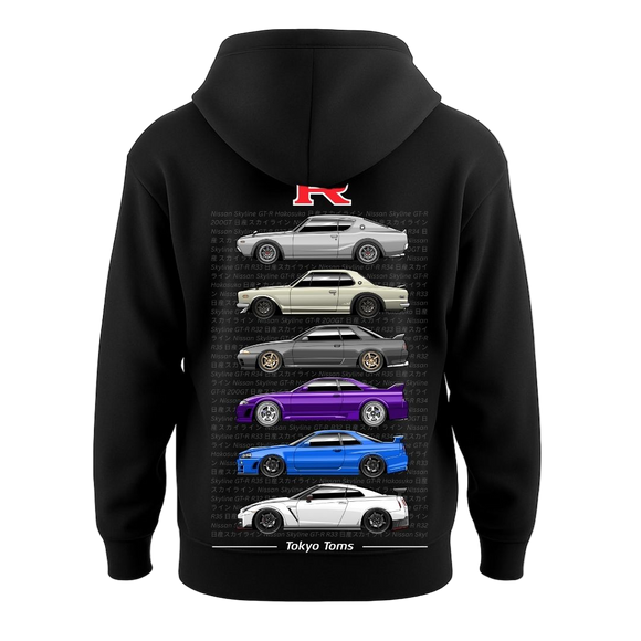 Nissan Skyline GT-R – C110 Hakosuka to R35 Generations – Hoodie