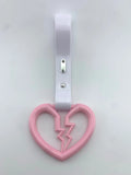 Pink Broken Heart Tsurikawa White PVC Strap