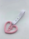 Pink Broken Heart Tsurikawa White PVC Strap