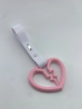 Pink Broken Heart Tsurikawa White PVC Strap