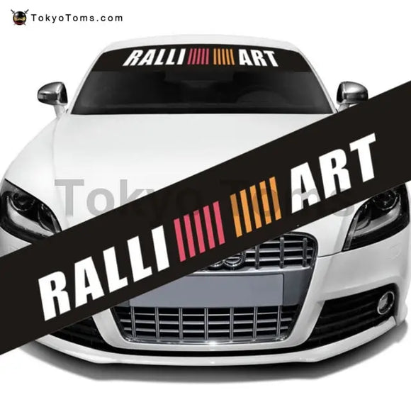 Carbon Fiber Vinyl Windshield Banner Decal – Ralliart / Drift Racing Style, White, 53"x8.25"