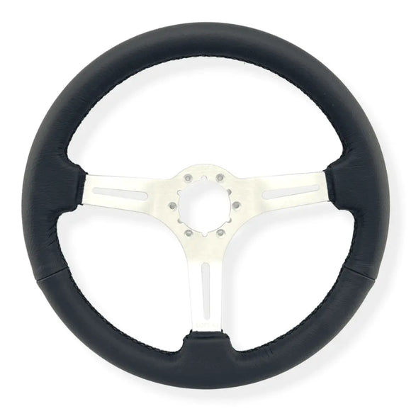 Tomu Akagi Black Leather and Silver Steering Wheel