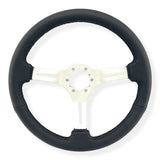 Tomu Akagi Black Leather and Silver Steering Wheel
