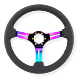 Tomu Fuji Black Perforated Leather with Neo Chrome Spoke Steering Wheel