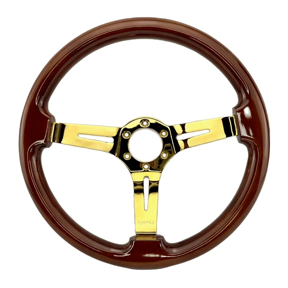 Tomu Sugo Wood with Gold Spoke Steering Wheel - Tokyo Tom's