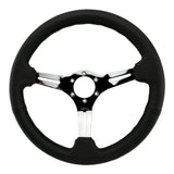 Tomu Tsukuba Black Leather with Mirror Chrome Spoke Steering Wheel