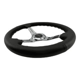 Tomu Tsukuba Black Leather with Mirror Chrome Spoke Steering Wheel