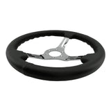 Tomu Tsukuba Black Leather with Mirror Chrome Spoke Steering Wheel