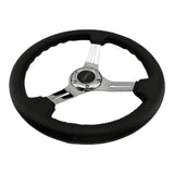 Tomu Tsukuba Black Leather with Mirror Chrome Spoke Steering Wheel