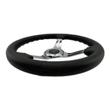Tomu Tsukuba Black Leather with Mirror Chrome Spoke Steering Wheel
