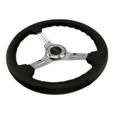 Tomu Tsukuba Black Leather with Mirror Chrome Spoke Steering Wheel