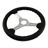 Tomu Tsukuba Black Leather with Mirror Chrome Spoke Steering Wheel