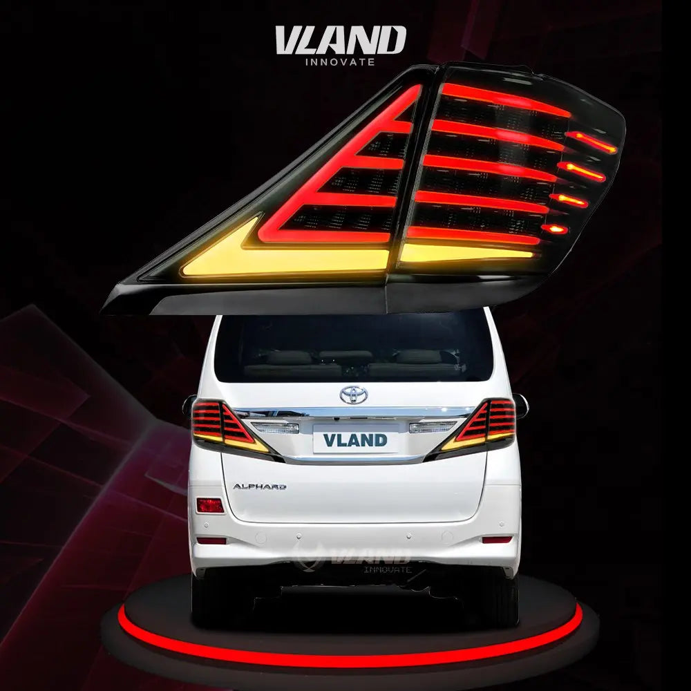Vland LED Tail Lights For Toyota Alphard 2008-2014 Red Lens Rear Lamp